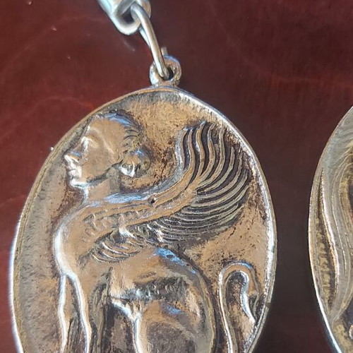 Metal keychain ancient Greek with 2 sides, new