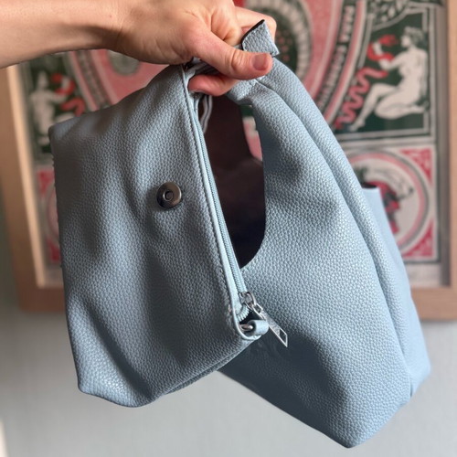 THE SACK BAG handbag and wallet new, baby blue and gray
