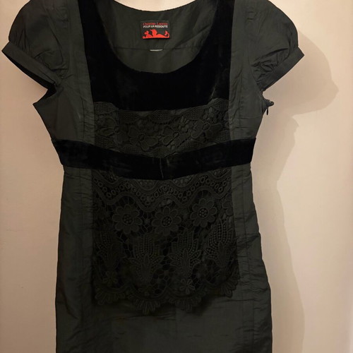 Christian Lacroix silk velvet lace dress like new, black