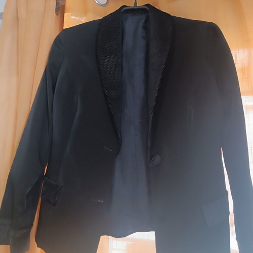 Vintage women's tuxedo blazer, black, large