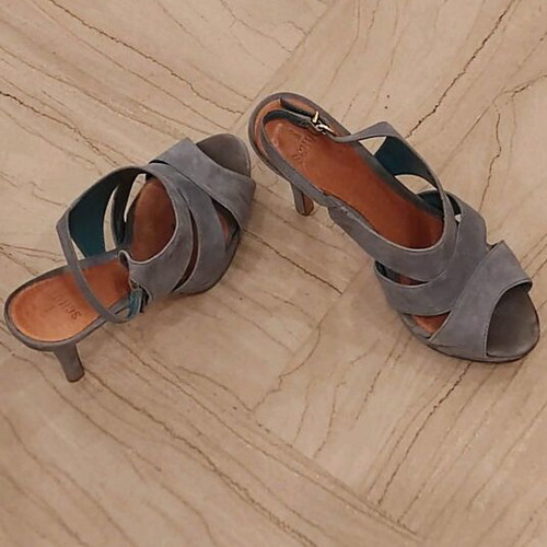 Schutz sandals used with platform and thin heel, size 38, blue