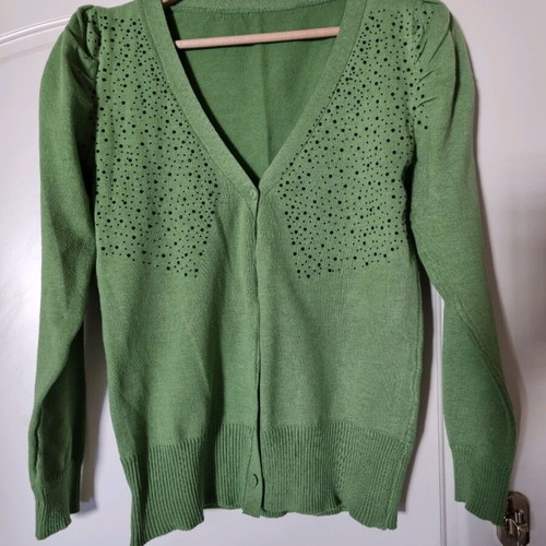 Green cardigan like new, size M