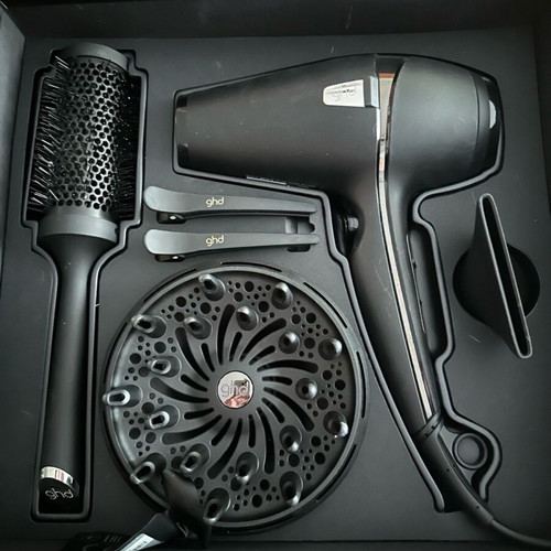 GHD Air Ionic professional hair dryer with diffuser kit 2100W black new