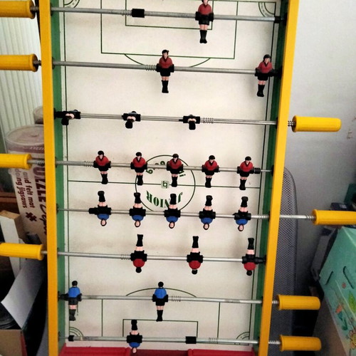 Vintage Biganzoli Junior foosball table used, 1970s-80s, made in Italy