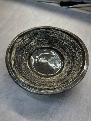 Decorative bowl with organic textures in brown earthy tones new