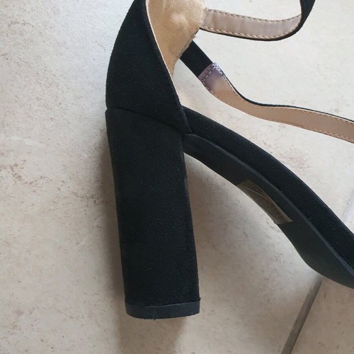 Just Me sandals like new, black suede, size 38, 10cm heel
