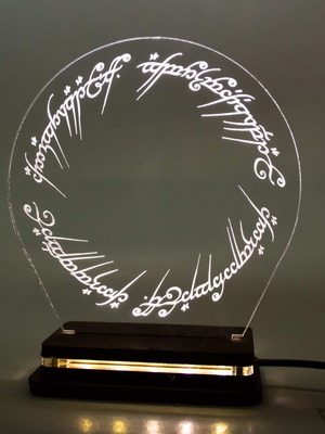 LED lamp Lord of the Rings - The One Ring new with wooden base and plexiglass