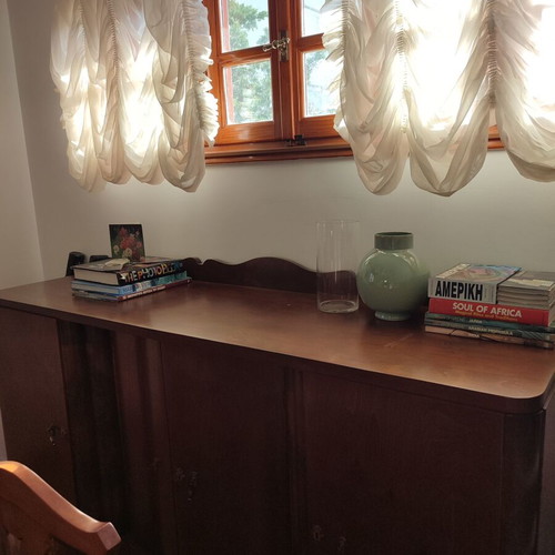 Solid Walnut Buffet Table, Fully Refurbished, Vintage 1950–1970
