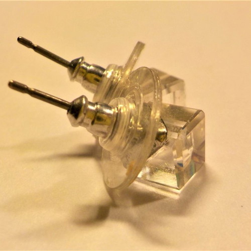 Cube earrings transparent, 5 mm side length
