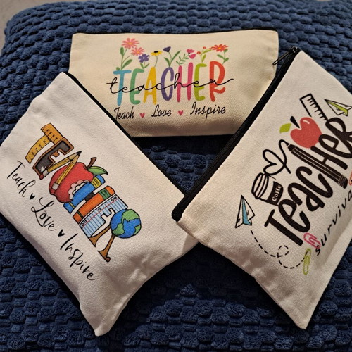 Teacher gift set of 3 fabric toiletry bags made of canvas new