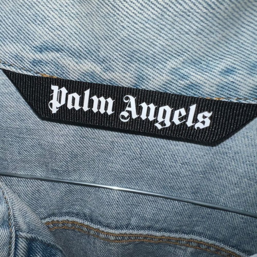 Palm Angels Sacred Heart Denim Jean Jacket Men Sz-S like new, white and blue