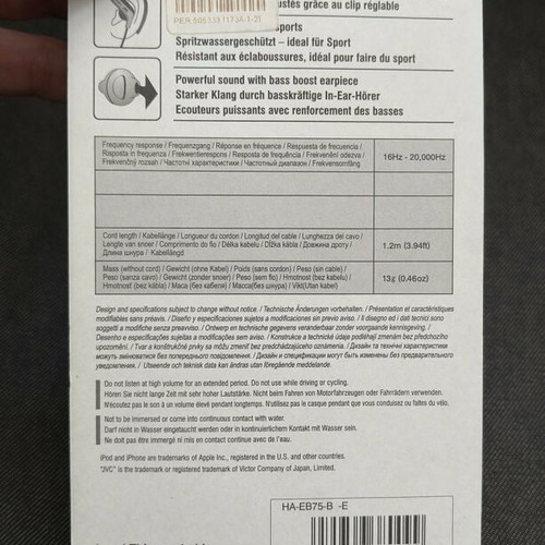 JVC HA-EB75 Sport Earphones new with 3.5mm jack