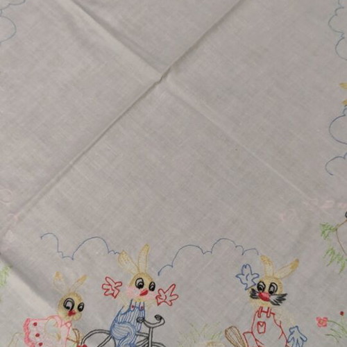 Easter tablecloths like new, set of two, 85x85 white cotton