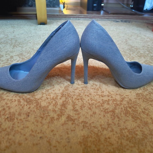 Jeans pumps, light blue, thin heel, size 37