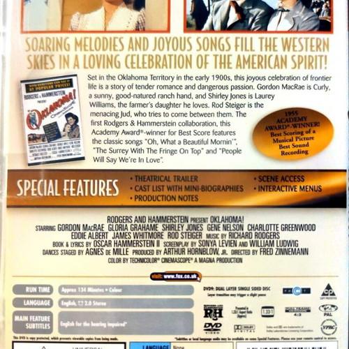 DVD Oklahoma! μεταχειρισμένο, αισθηματική ταινία με αγγλικούς υπότιτλους