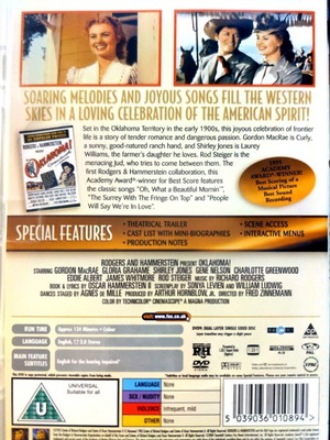DVD Oklahoma! μεταχειρισμένο, αισθηματική ταινία με αγγλικούς υπότιτλους