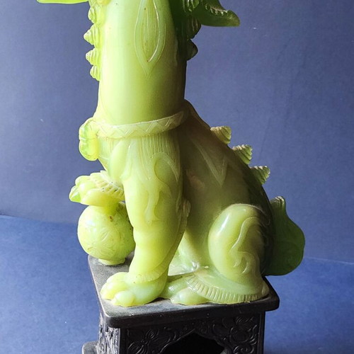 Foo Dogs pair vintage used faux jade guardian lions