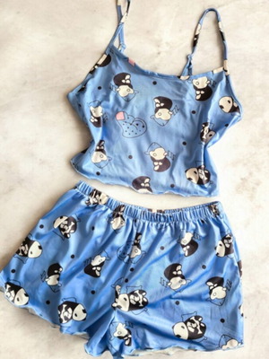 Sexy Summer Babydoll set with straps and shorts new, blue