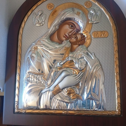 Virgin Mary Icon with 999 Silver Coating by Silver Axion, New
