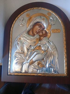 Virgin Mary Icon with 999 Silver Coating by Silver Axion, New