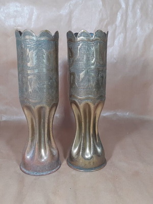 Set of used bronze vases from shell casings, Trench Art