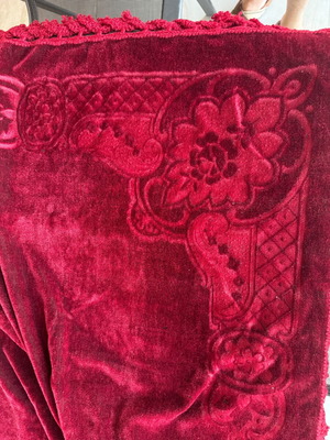 Handmade wool tablecloth red royal, new