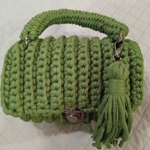 Handmade knitted bag small, green