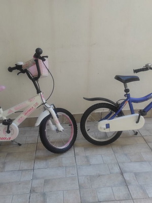 Ποδήλατα παιδικά 16" σαν καινούργια, σετ 2 με αξεσουάρ