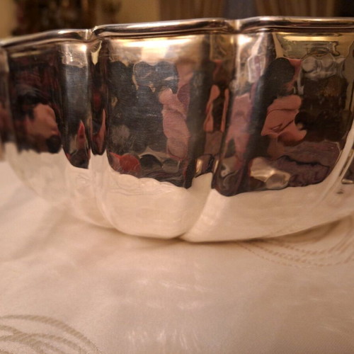 Silver-plated large bowl 33×13cm hammered like new