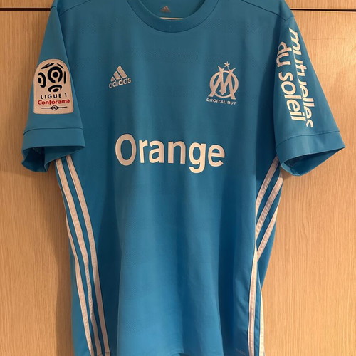 Luis Gustavo Marseille adidas jersey used, size L, Ligue 1 patches
