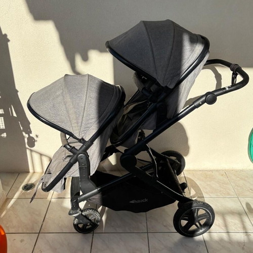 Hauk Atlantic Twin Melange Grey stroller like new for twins