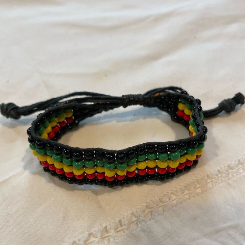 Beaded band bracelet used, Jah Reggae Rasta colors