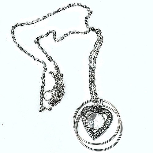 Heart pendant with crystal like new, silver steel