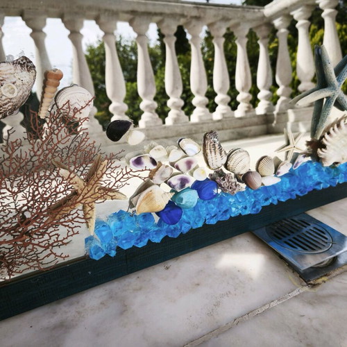 Large handmade mirror with seashells like new