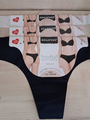 Women's seamless string underwear set new, 3 pieces, black and beige