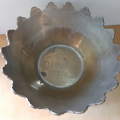 Vintage metal punch bowl with ladle used