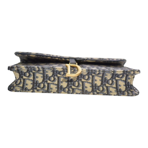 Christian Dior Blue Oblique Jacquard Wallet on Chain
