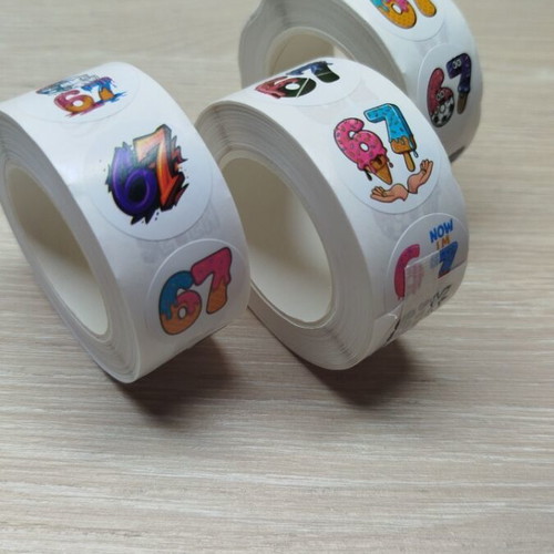 67 Stickers new, 500 vinyl pieces on roll