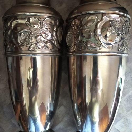 Brass vases used, set of two, Plata Gutenberg Lenk Austria