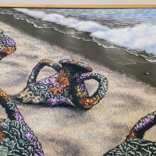 Antonis Xynos Painting Beach used, oil on canvas 80x60