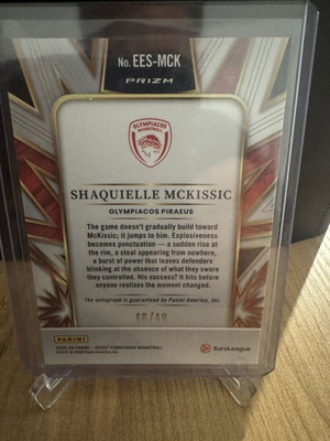 Panini Select Euroleague Shaquielle Mckissic numbered autograph card /49