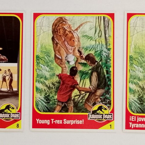 Kenner Jurassic Park cards and Chupa Chups stickers used, 90s