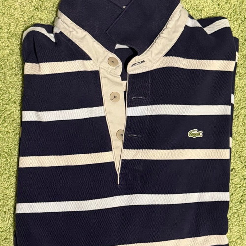 Lacoste men's long-sleeve shirt like new, size XL, white and blue