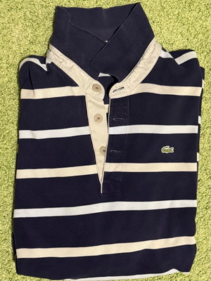 Lacoste men's long-sleeve shirt like new, size XL, white and blue