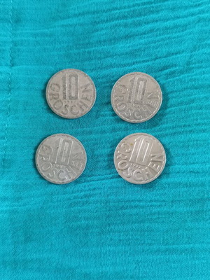 Groschen coins from Austria used, pack of 4 pieces