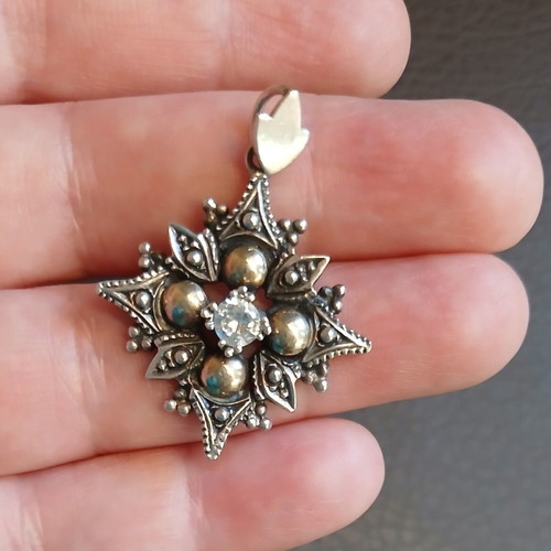 Silver gold Byzantine cross pendant like new