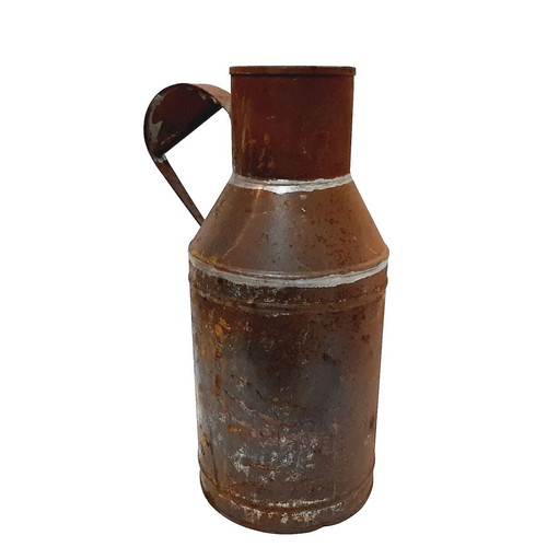 Vintage tin milk jug used, rustic farmhouse decor