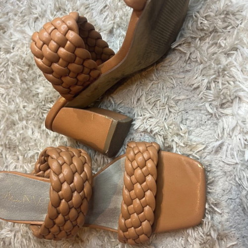 Miss NV braided chunky mules used orange size 37