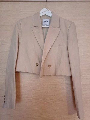ZARA Cropped Linen Jacket new, beige, size XS