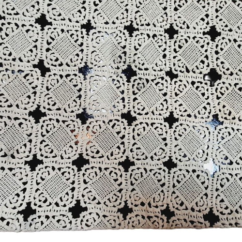 Vintage Hand-Crocheted Tablecloth White Square Motifs 77×72 cm Like New